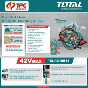 Máy cưa đĩa tròn không chổi than dùng pin 42V