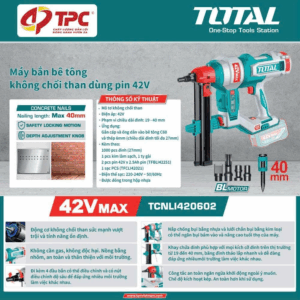 Máy bắn bê tông không chổi than dùng pin 42V